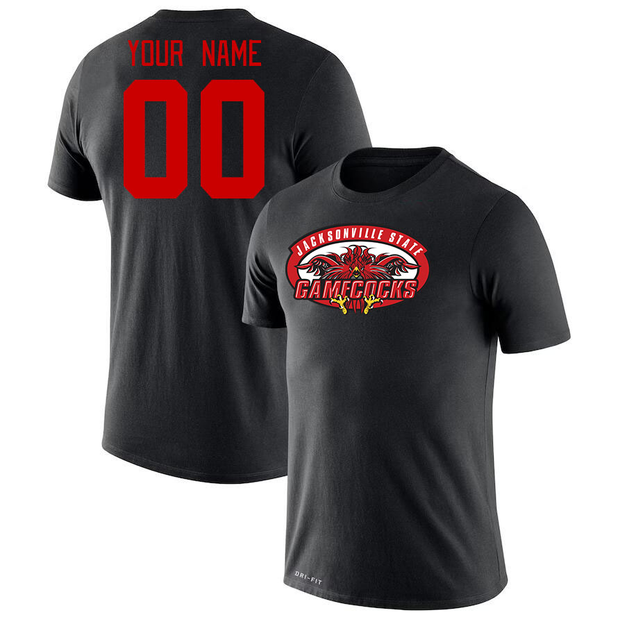 Custom Jacksonville State Gamecocks Name And Number Tshirts-Black